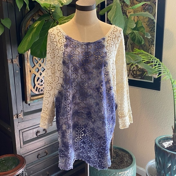 Free People mixed tie dye tunic cover up top - Picture 1 of 12